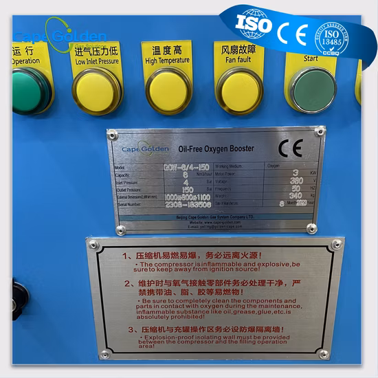 Skid-Mounted 20m3/H 30m3/H Totally Oil Free Hydrogen Nitrogen Oxygen Booster